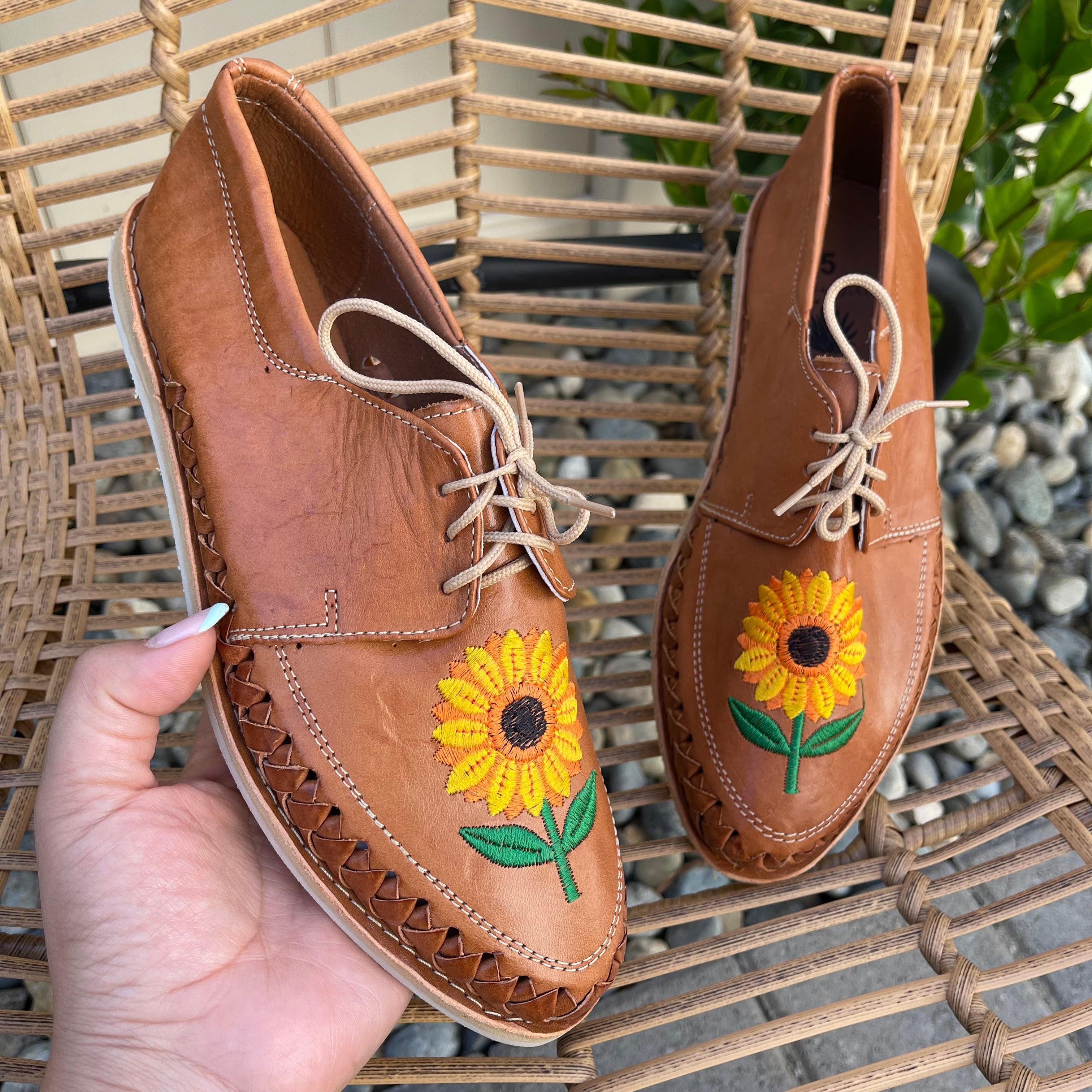 Sunflower Embroidered Loafers