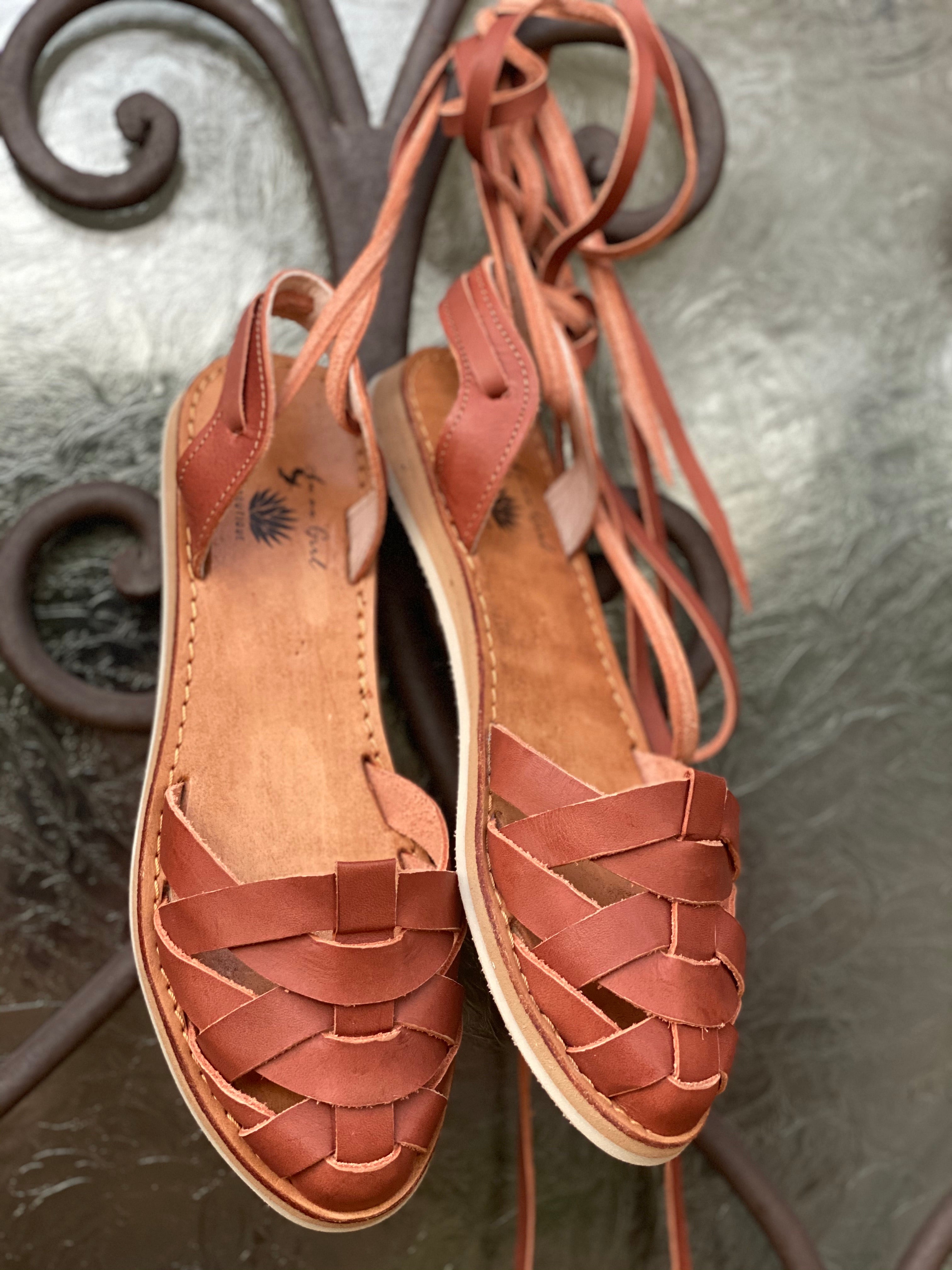 Amelia Lace-Up Huaraches -Brown