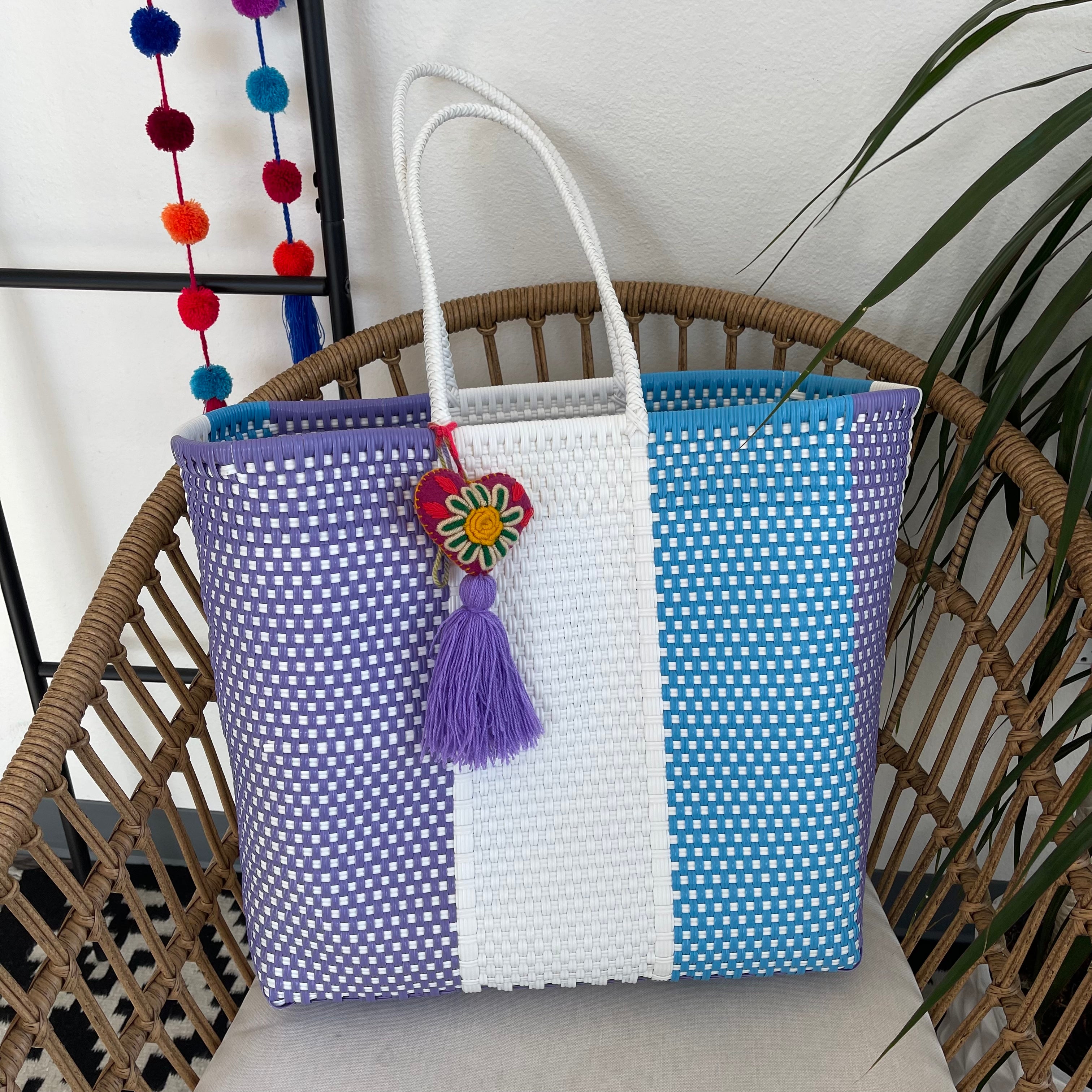 Large Hand Woven Plastic Tote