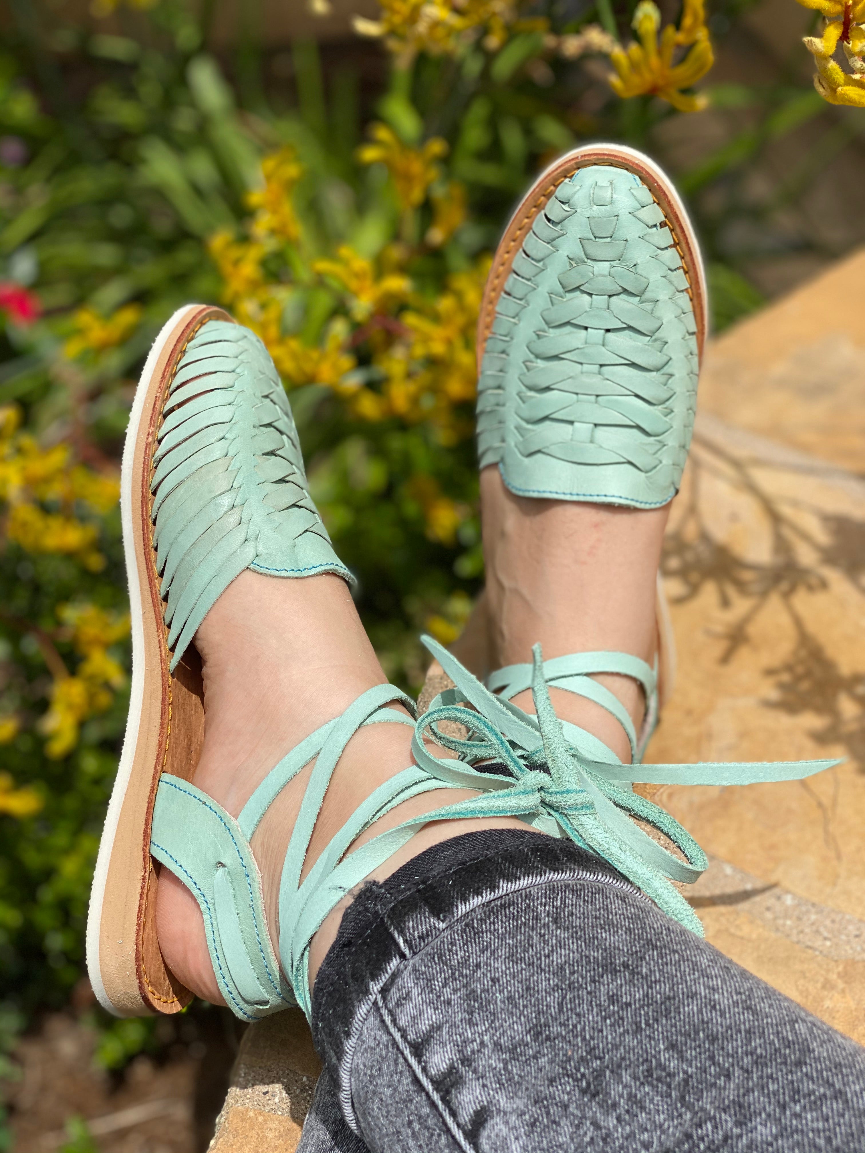 Victoria Lace-Up Huaraches -Mint