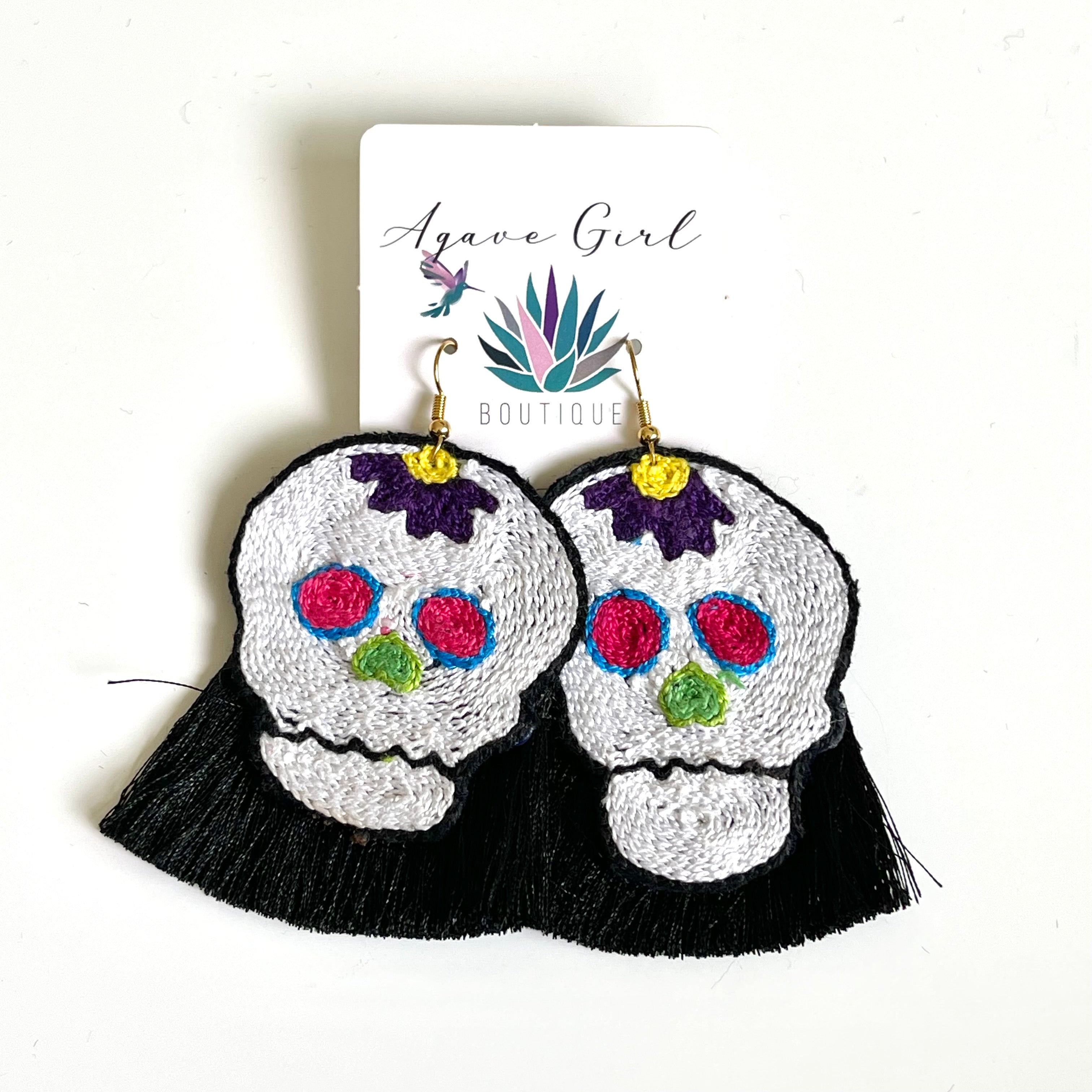 Calavera Embroidered Earrings
