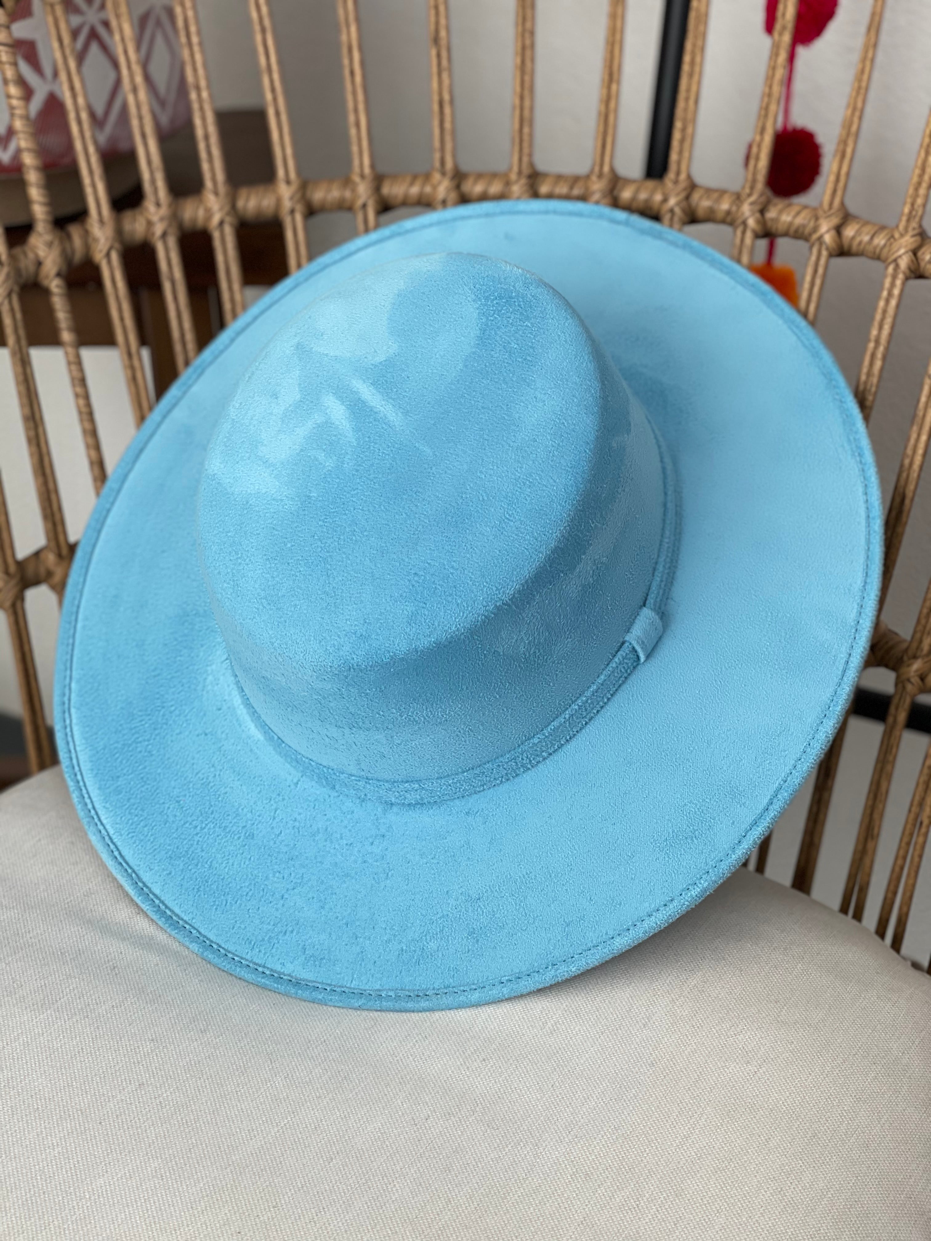 Faux Suede Hat - Baby Blue