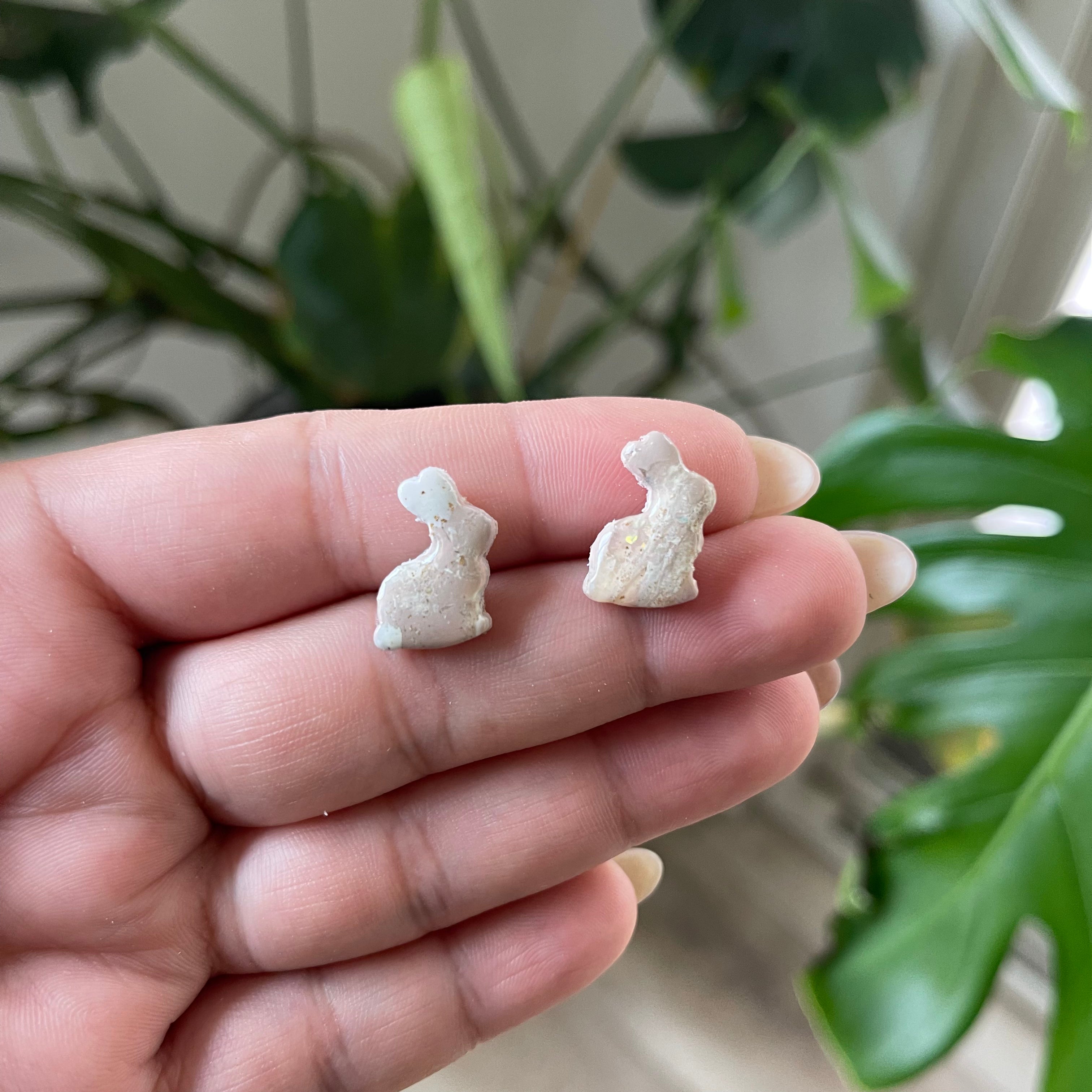 Rabbit Marble Stud Earrings