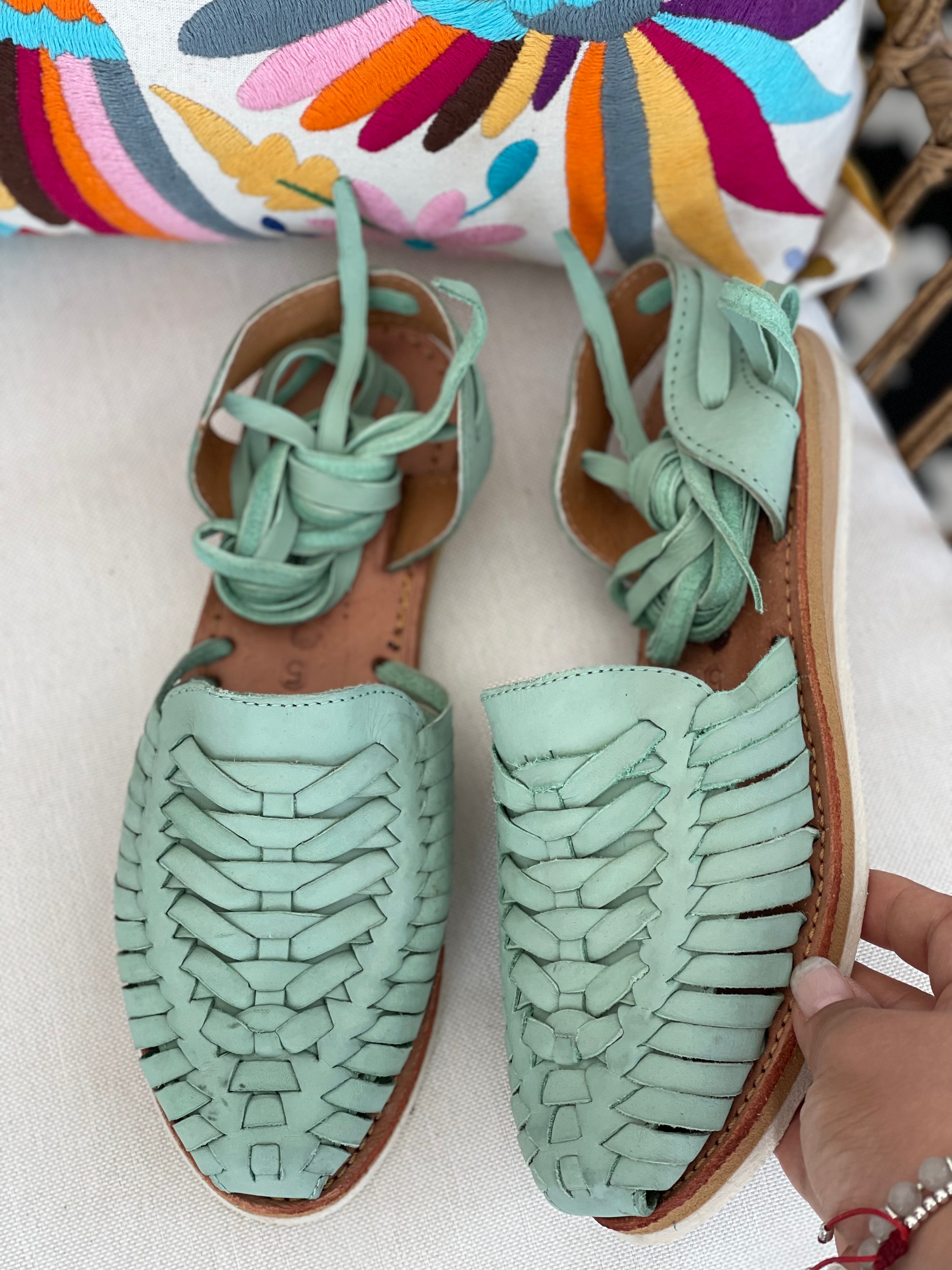 Victoria Lace-Up Huaraches -Mint