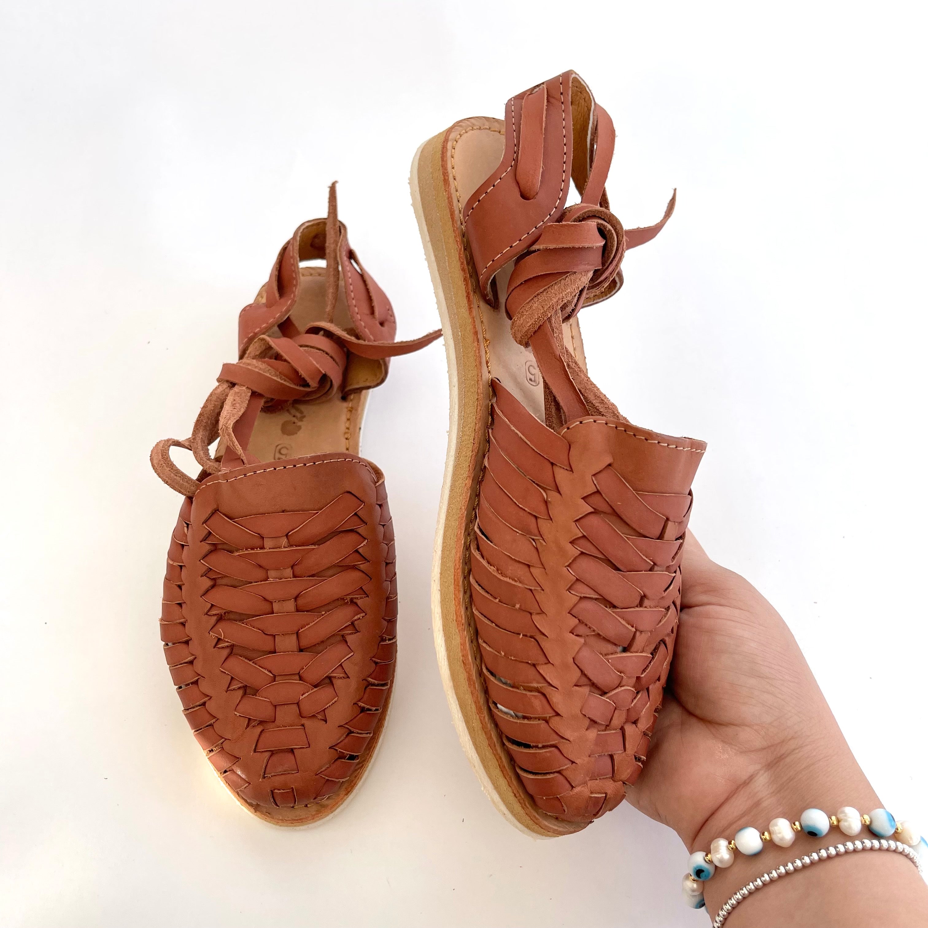 Victoria Lace-Up Huaraches - Brown